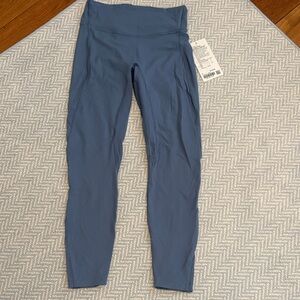 Blue High Waist Nulu Mesh Panel Leggings 25”